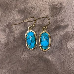 Kendra Scott Elle Gold Drop Earrings Bronze Veined Turquoise